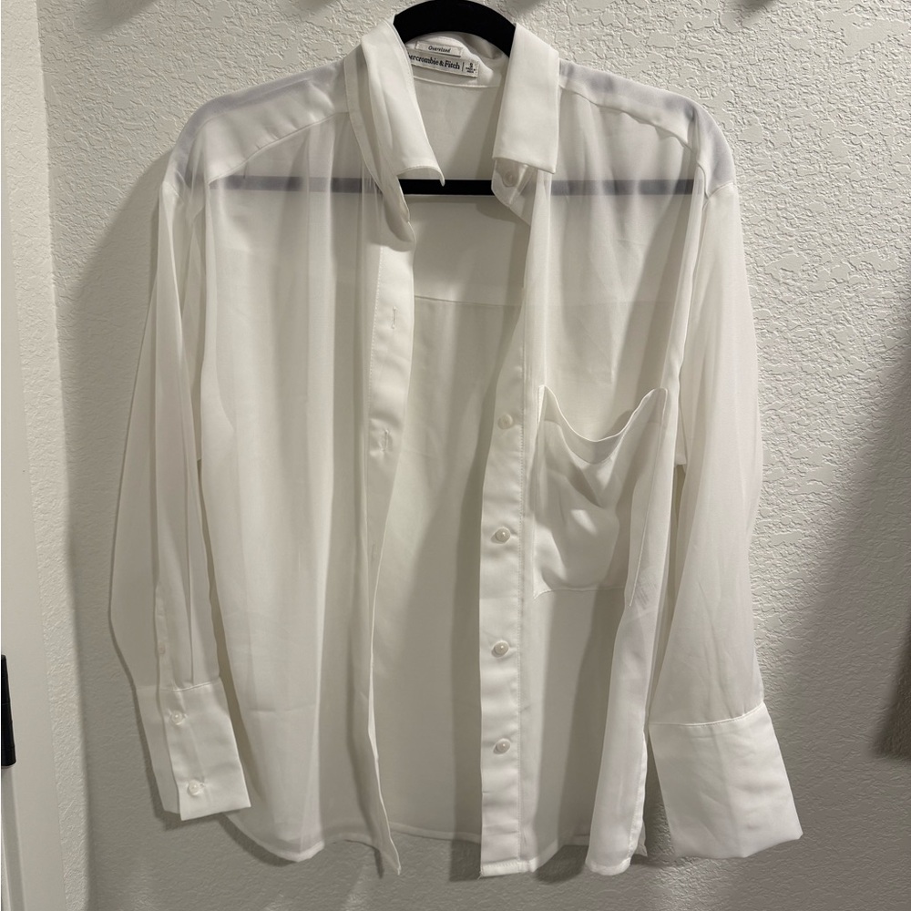 Abercrombie & Fitch White Womens Oversized Button Down Shirt